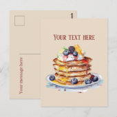 Schattige pannenkoeken ontbijt tekst toevoegen briefkaart (Voorkant / Achterkant)