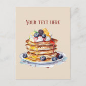 Schattige pannenkoeken ontbijt tekst toevoegen briefkaart (Voorkant)