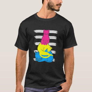 Schattige pansexuele kat Lgbtq Pan Pride-vlag Pan T-shirt