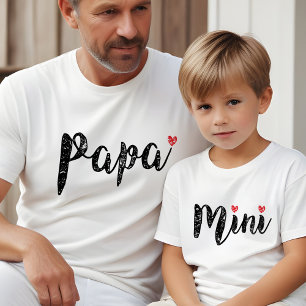 Schattige papa en mini leuk script en hart Tri-Blend shirt