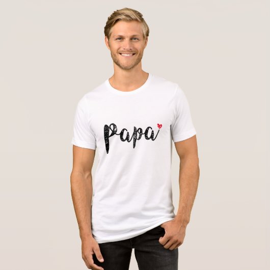 Schattige papa en mini leuk script en hart Tri-Blend shirt (Voorkant volledig)