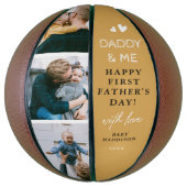 Schattige 'Papa & Ik' Fotocollage 1e Vaderdag Basketbal (Verticaal)