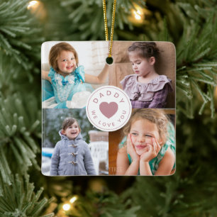 Schattige papa we houden van jou fotocollage keramisch ornament