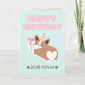 Schattige papaver in een Pet Happy Birthday-pasta Kaart (Voorkant)