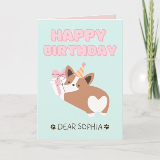 Schattige papaver in een Pet Happy Birthday-pasta Kaart (Voorkant)