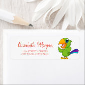 Schattige papegaai, wit adreslabel etiket (Insitu)