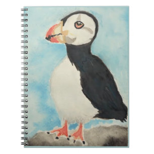 Schattige Papegaaiduiker Aquarel Alaska Dieren Kun Notitieboek
