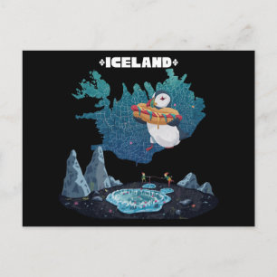 Schattige Papegaaiduiker Eet IJslandse Hotdog Briefkaart