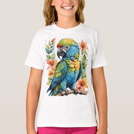 Schattige papegaaivogelkussen t-shirt (Voorkant)