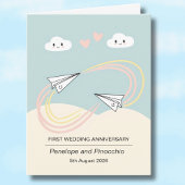 Schattige Paper Plane 1e Jubileum Kaart Love vluch