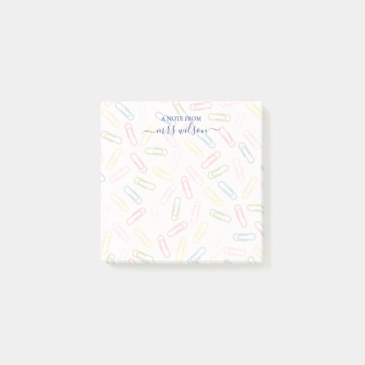 Schattige paperclippatroon van docent post-it® notes (Voorkant)