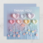 Schattige papier harten en bloemen dank u (Voorkant / Achterkant)