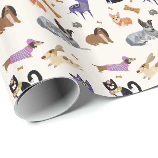 Schattige papier voor het verpakken van huisdieren (Rol Hoek)
