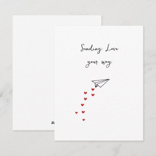 Schattige papieren vliegtuigje ‘Sending Love your  Feestdagenkaart (Voorkant / Achterkant)
