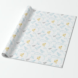 Schattige papiervlak en wolken Baby shower Cadeaupapier
