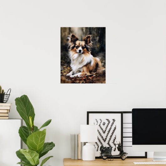 Schattige Papillon Dog Art Print Poster (Thuiskantoor)