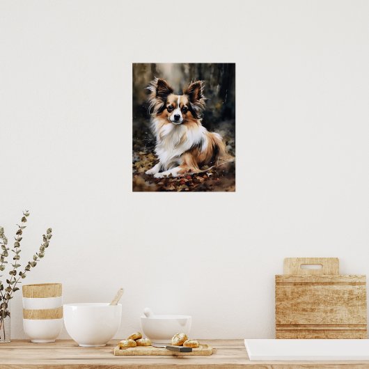 Schattige Papillon Dog Art Print Poster (Keuken)