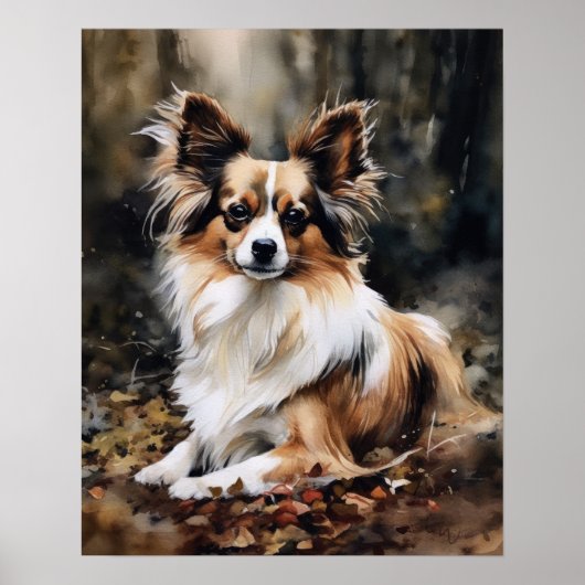 Schattige Papillon Dog Art Print Poster (Voorkant)