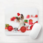 Schattige Papillon Hond Kerstmis Sinterklaas Hoed Muismat (Met muis)