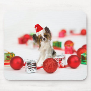 Schattige Papillon Hond Kerstmis Sinterklaas Hoed Muismat