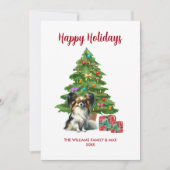 Schattige Papillon Hondenfamilie Kerst Feestdagenkaart (Voorkant)