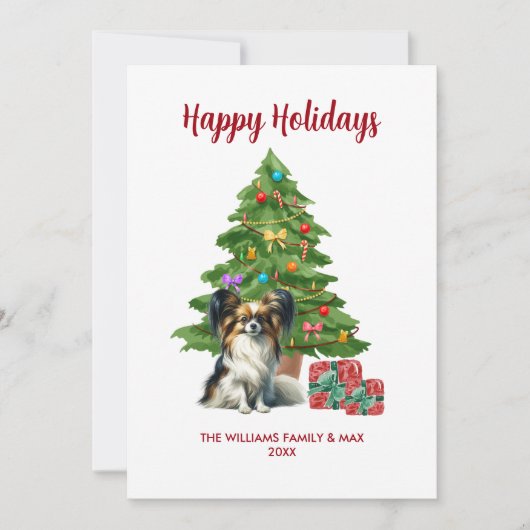 Schattige Papillon Hondenfamilie Kerst Feestdagenkaart (Voorkant)