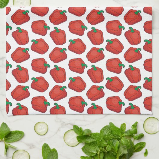 schattige paprika met rode klokje theedoek (Gevouwen)