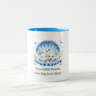 Schattige Parel Liefde in een Magische Schelp Tweekleurige Koffiemok
