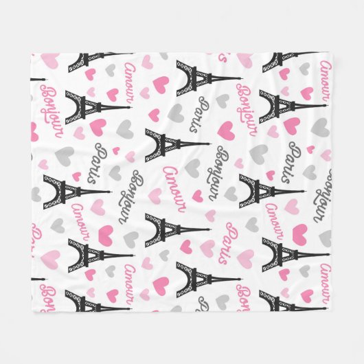 Schattige Parijse patrooninterieur fleece deken (Voorkant (Horizontaal))