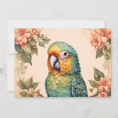  Schattige Parkiet Budgie Portrait Flowers Feestdagenkaart (Voorkant)
