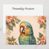  Schattige Parkiet Budgie Portrait Flowers Feestdagenkaart (Voorkant / Achterkant)