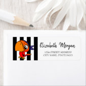 Schattige partij, zwart Stripes-adreslabel Etiket (Insitu)