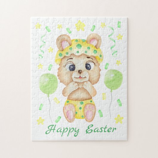 Schattige Pasen Beer voor een positief humeur Legpuzzel (Verticaal)