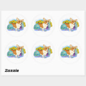 Schattige Pasen Corgi Ronde Sticker (Vel)
