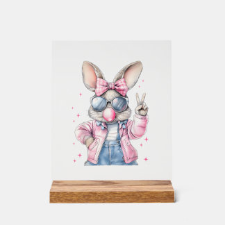 Schattige Pasen Dag Konijn Blaast Bubbel Konijn Vr Acryl Bord