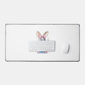 Schattige Pasen Dag Konijn Blaast Bubbel Konijn Vr Bureaumat (Keyboard & Muis)