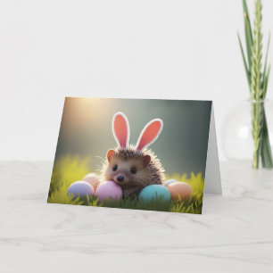 Schattige Pasen Egel met Gekleurde Eieren Kaart