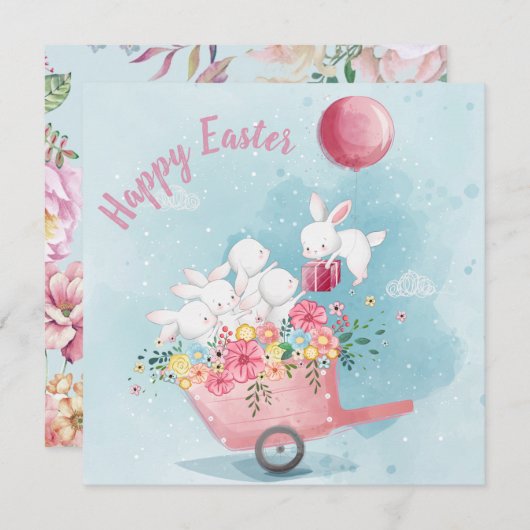Schattige Pasen Feestdagenkaart (Voorkant / Achterkant)