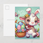 Schattige Pasen Koe Bunny Briefkaart (Voorkant / Achterkant)