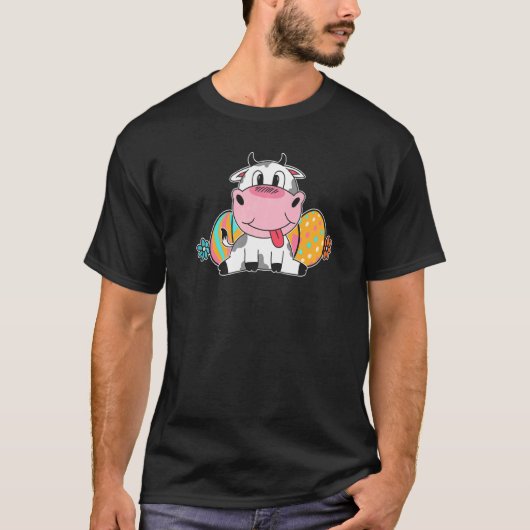 Schattige Pasen Koe T-shirt (Voorkant)