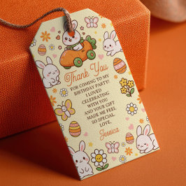 Schattige Pasen Konijn Kinderen Verjaardagsfeest B Cadeaulabel
