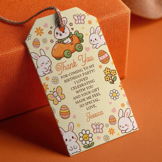 Schattige Pasen Konijn Kinderen Verjaardagsfeest B Cadeaulabel