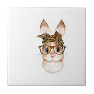 Schattige Pasen Konijn Moeder Pasen Luipaard Jaar  Tegeltje