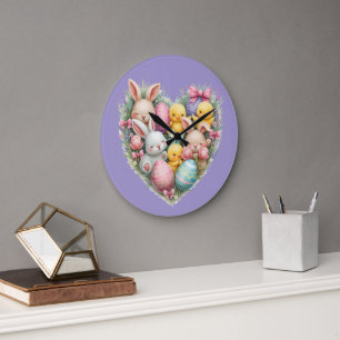 Schattige Pasen Konijnen en Kuikens Pastel Cottage Grote Klok