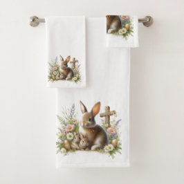 Schattige Pasen Konijnen, Wilde Bloemen en een Kru Bad Handdoek