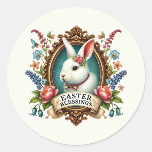 Schattige Pasen zegen konijn Ronde Sticker (Voorkant)