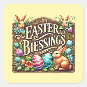 Schattige Pasen zegeningen woordkunst  Vierkante Sticker