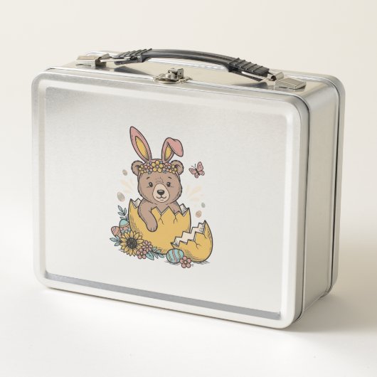 Schattige Pasenbeer in gebarsten ei vintage vector (Voorkant)