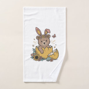 Schattige Pasenbeer in gebarsten ei vintage vector Handdoek