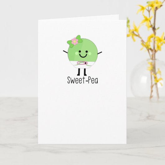 Schattige pasgeboren meisje Sweet Pea Kaart (Gele Bloem)